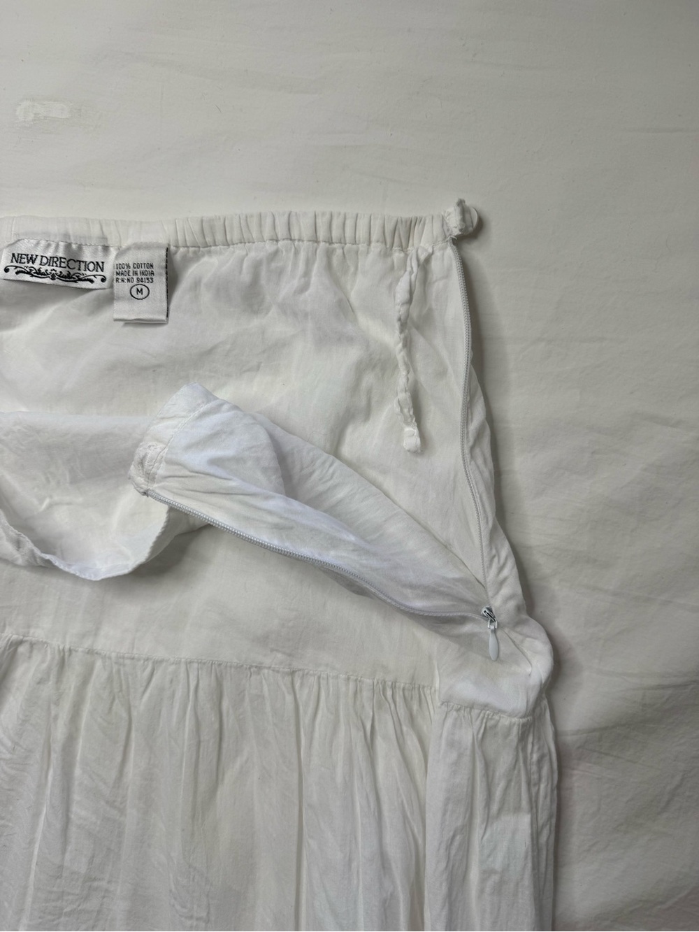 New Direction - White Tiered Boho Midi Skirt 100% Cotton - Picture 8 of 10